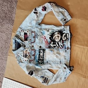 Majestik men's embellished denim jacket-s